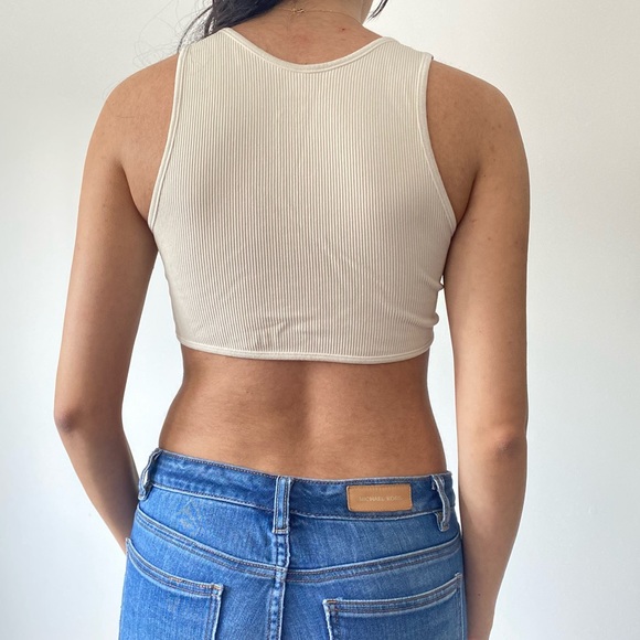 GREY SEAMLESS TWIST FRONT TOP / SIZE S - Picture 3 of 5